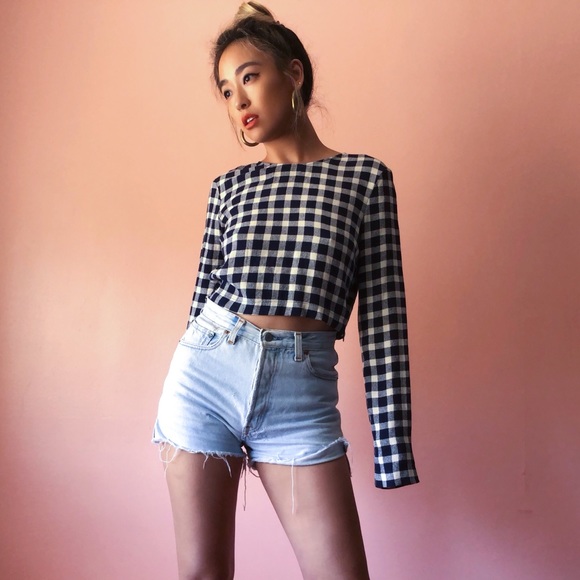 Reformation Tops - Reformation Gingham LS Crop Top